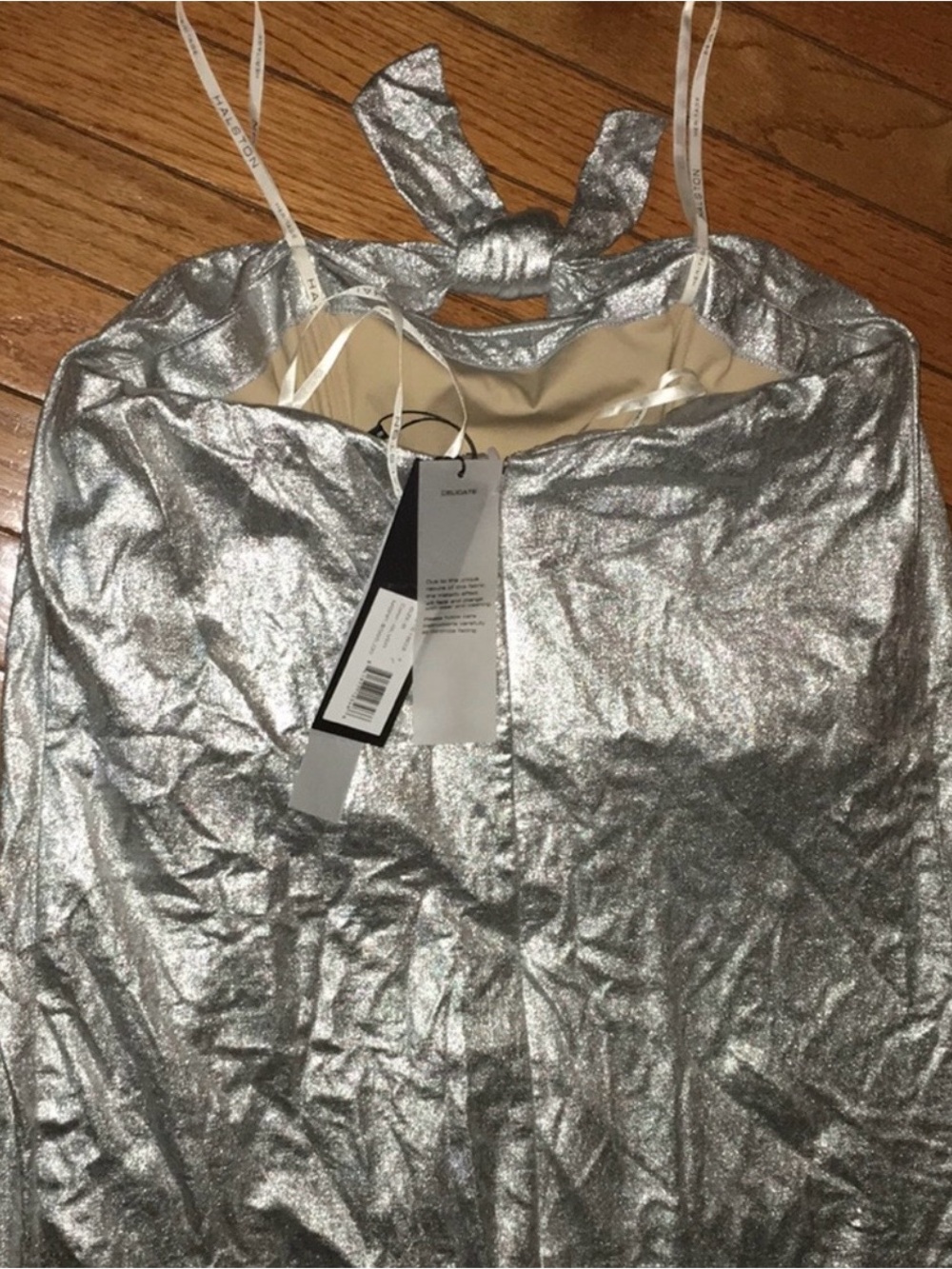 Halston Silver Metallic Maxi Dress NWT - Picture 5 of 5